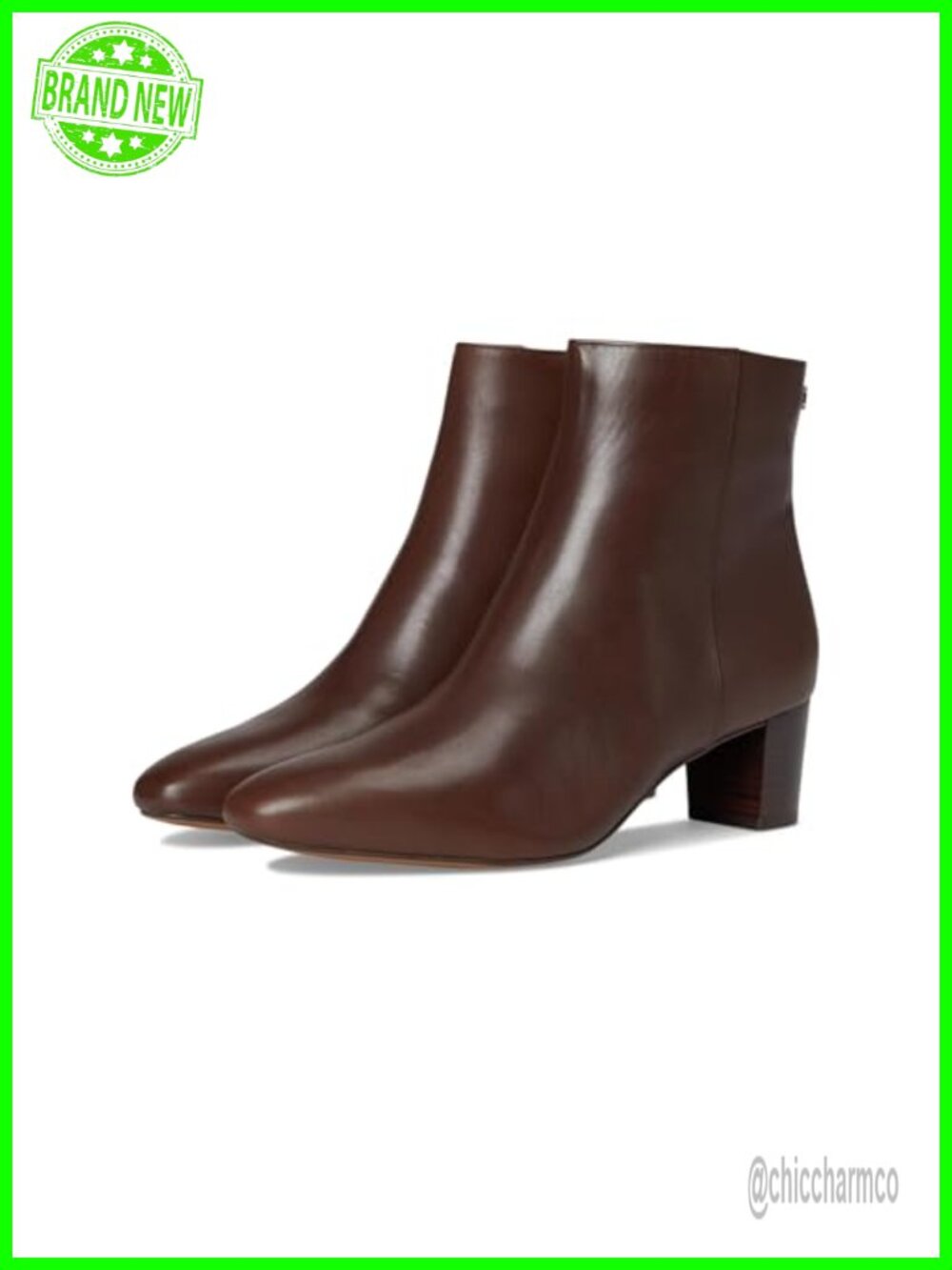 Calfskin Leather Ankle Booties Block Heel Square Toe Fall Booties